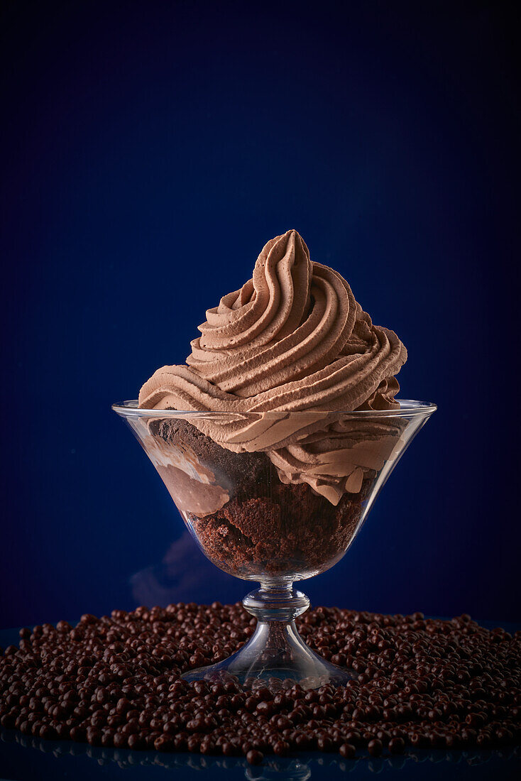 Chocolate sundae with chocolate cream