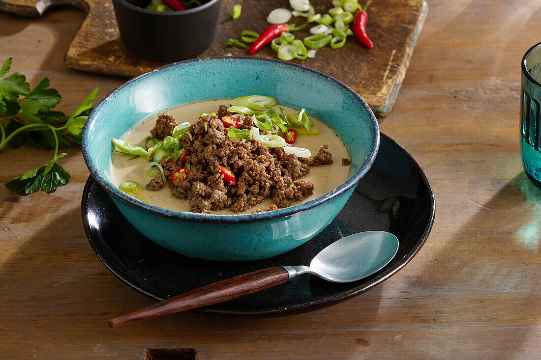 Steamed eggs with beef + steps