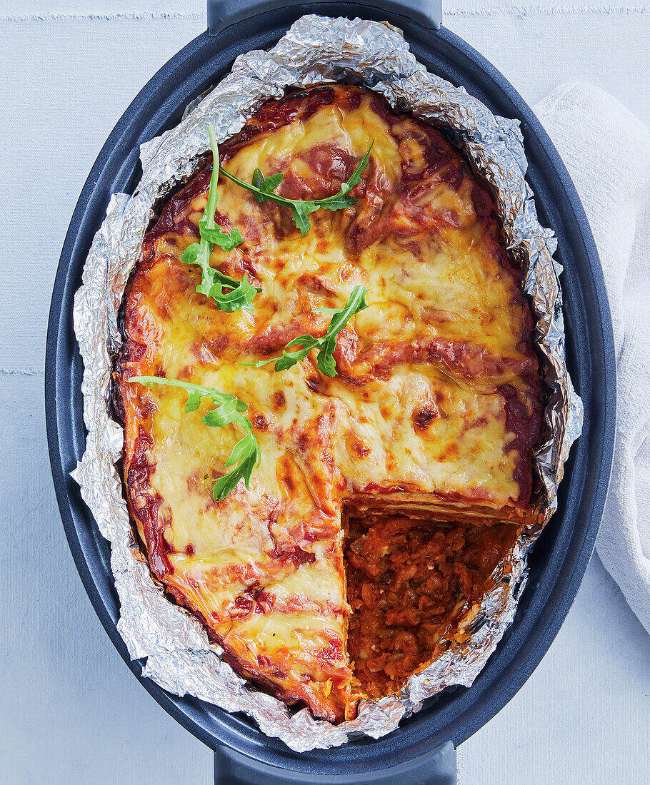 Süßkartoffel-Rote-Linsen-Lasagne