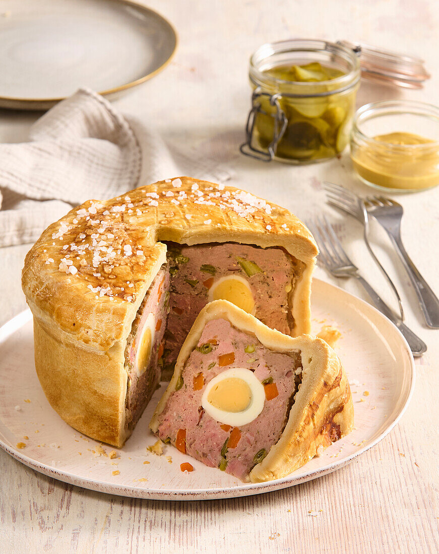 Meat pie with hard-boiled egg