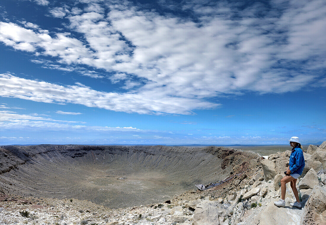 Tourist at meteorite crater