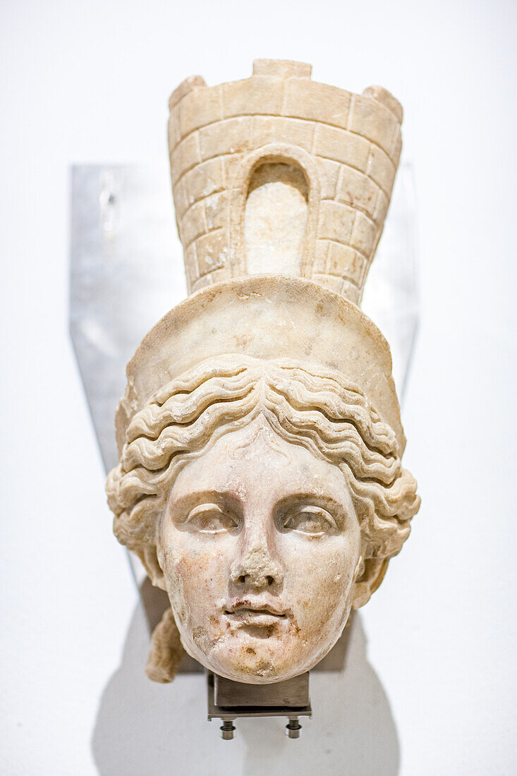 Roman era marble head of goddess Tyche