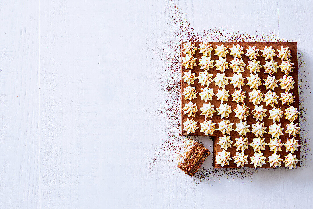 Chocolate mousse cake with Baileys and whipped cream topping