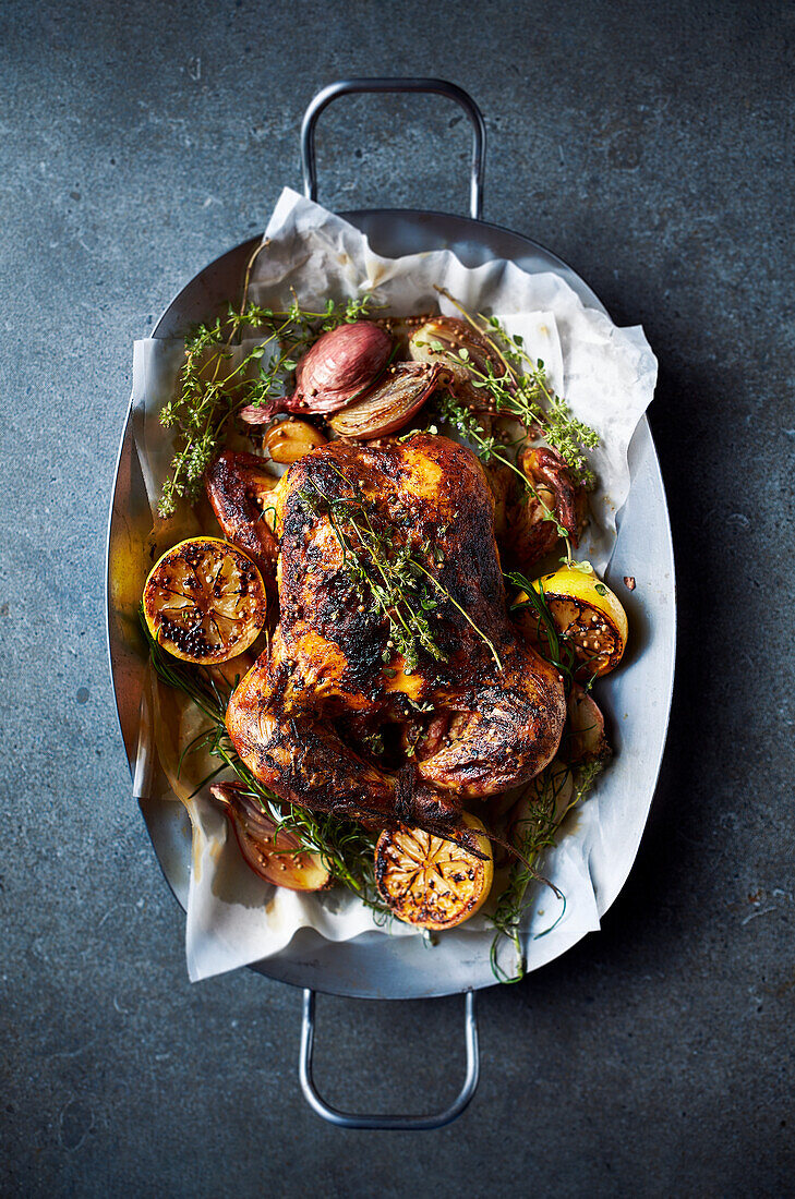 Roast chicken with lemon and thyme