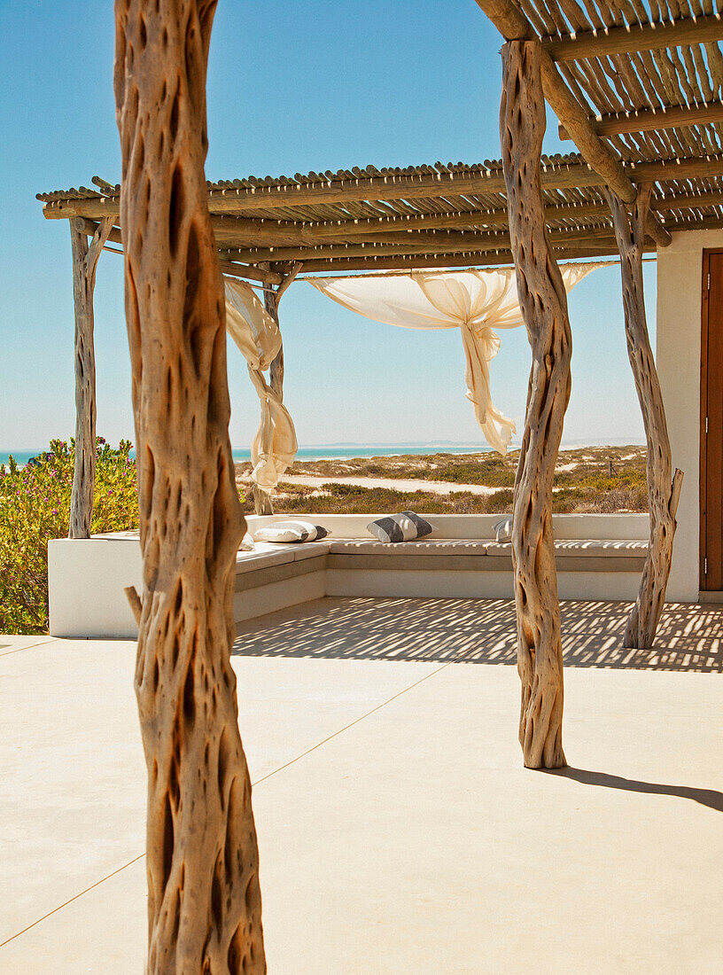 Außenterrasse eines Strandhauses, Kapstadt, Südafrika