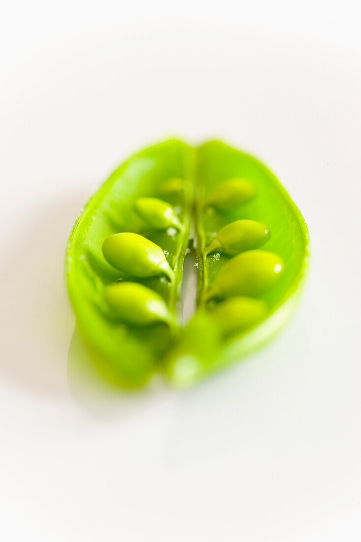 Close up of peas in a pod