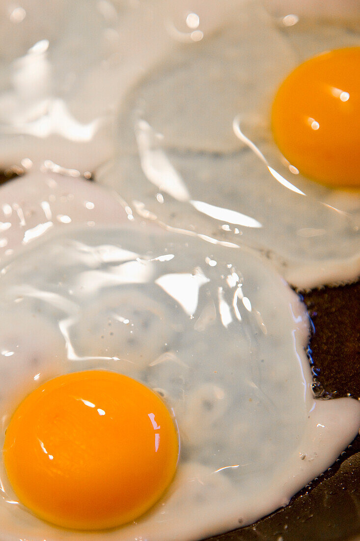 Close up of fried eggs sunny side up