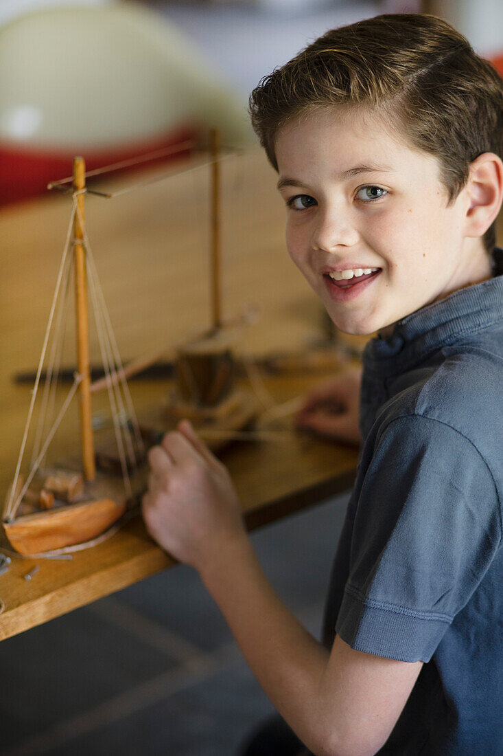 Boy Building Model Ship