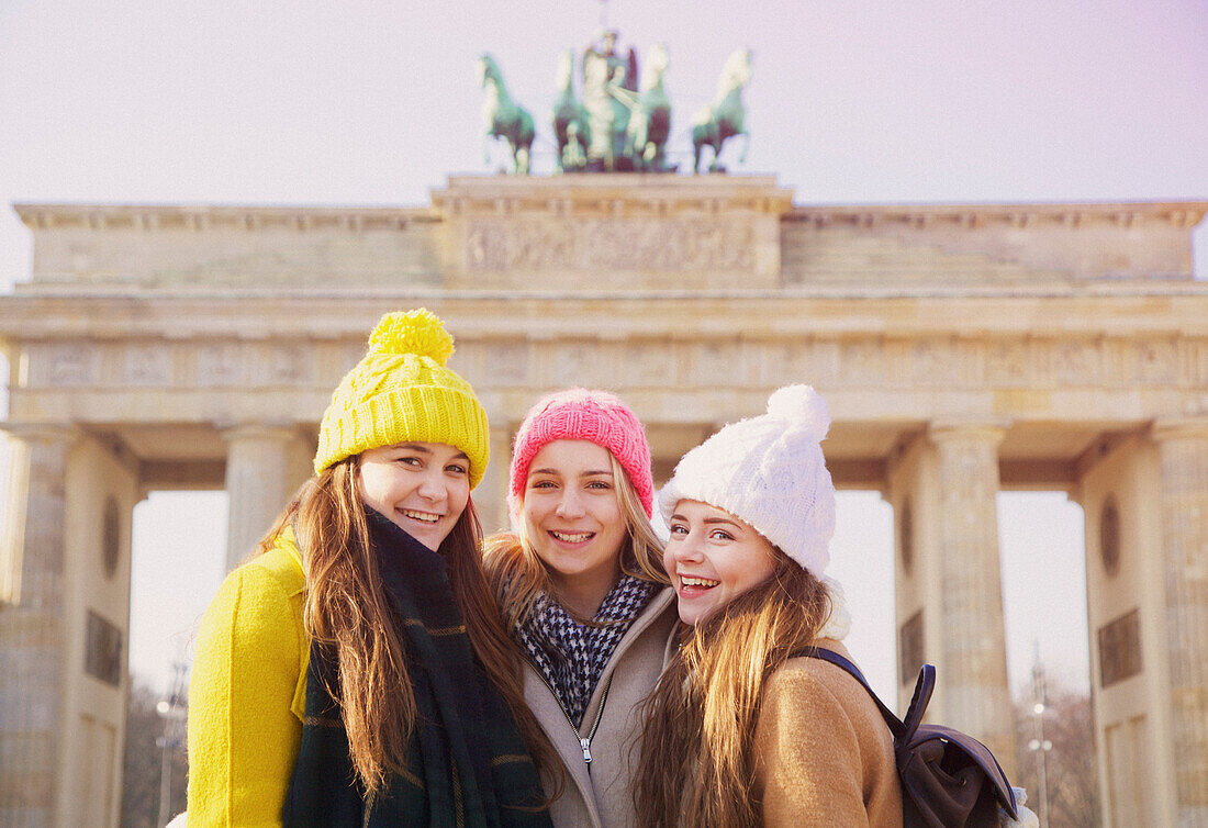 Teenage Girls in front of the Brandenburg Gate, Berlin, Germany