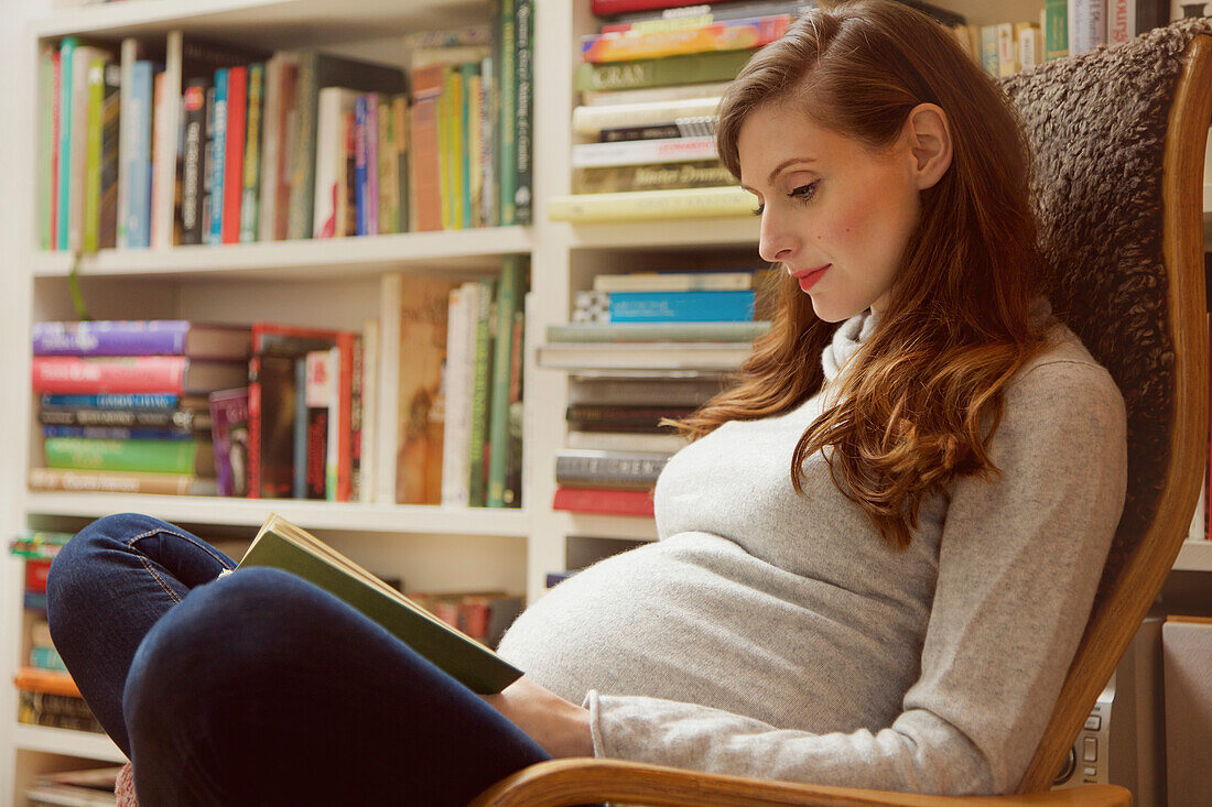 Pregnant Woman Reading Book