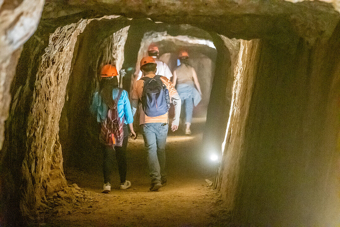 Tour group exploring the Ojuela goldmine.