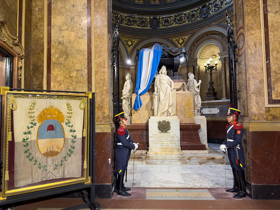 Mausoleum of General Jose de San Martin in the Metropolitan Cathedral, Buenos Aires, Argentina.