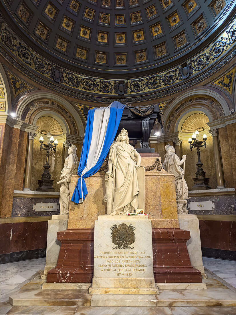 Mausoleum of General Jose de San Martin in the Metropolitan Cathedral, Buenos Aires, Argentina.