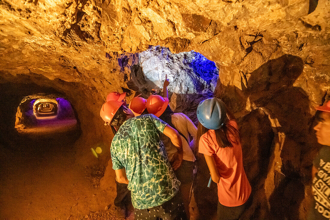 Tour group exploring the Ojuela goldmine.