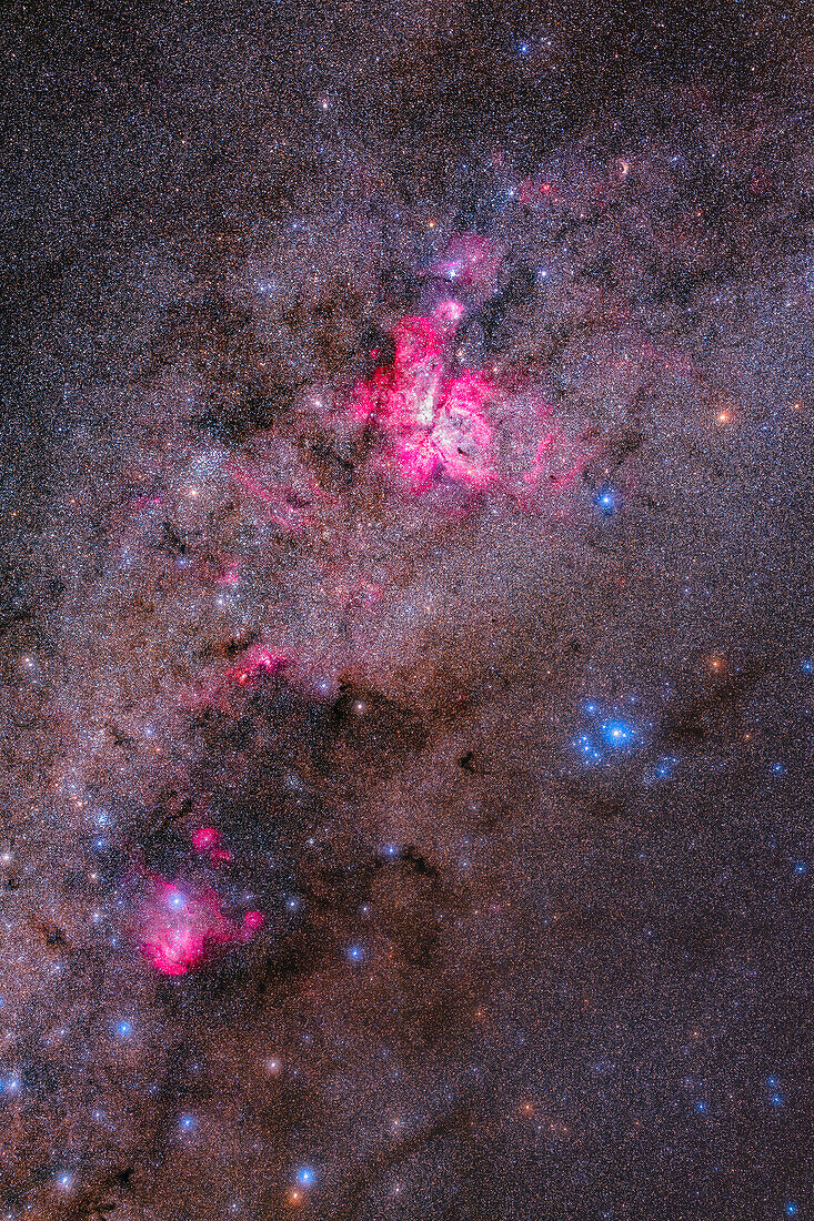 This is a portrait of the complex of nebulas in Centaurus and Carina in the southernmost portion of the Milky Way.