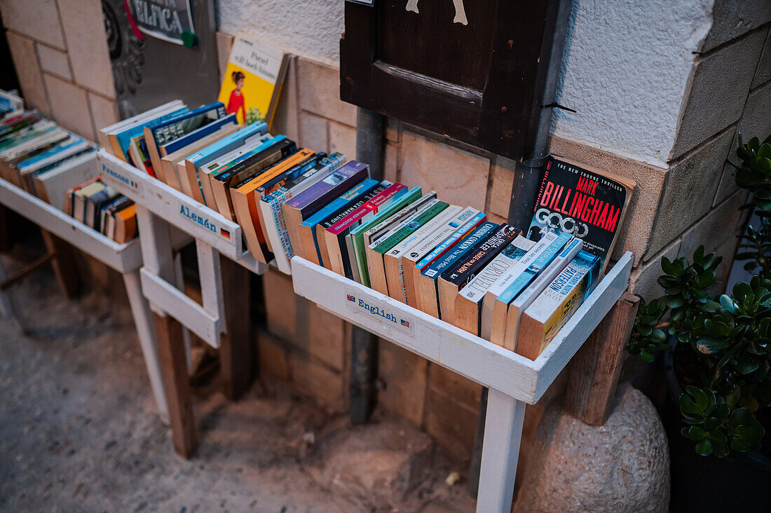 Charming La Templanza library in the old town of Peñiscola, Castellon, Valencian Community, Spain