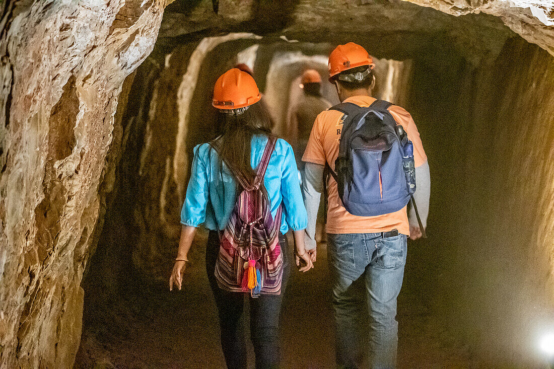 Tour group exploring the Ojuela goldmine.