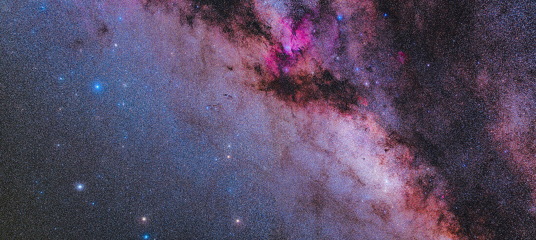 This mosaic or panorama frames the rich region of the southern Milky Way in the small constellations of Norma (on the right) and Ara (on the left) in the Milky Way south of Scorpius.