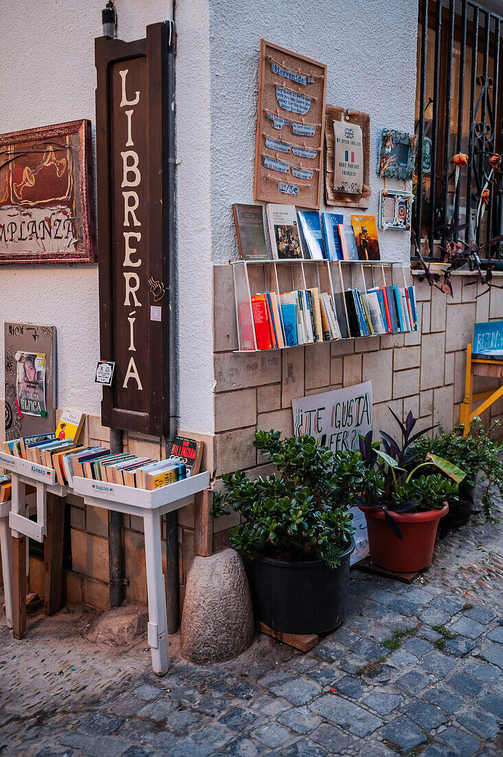 Charming La Templanza library in the old town of Peñiscola, Castellon, Valencian Community, Spain