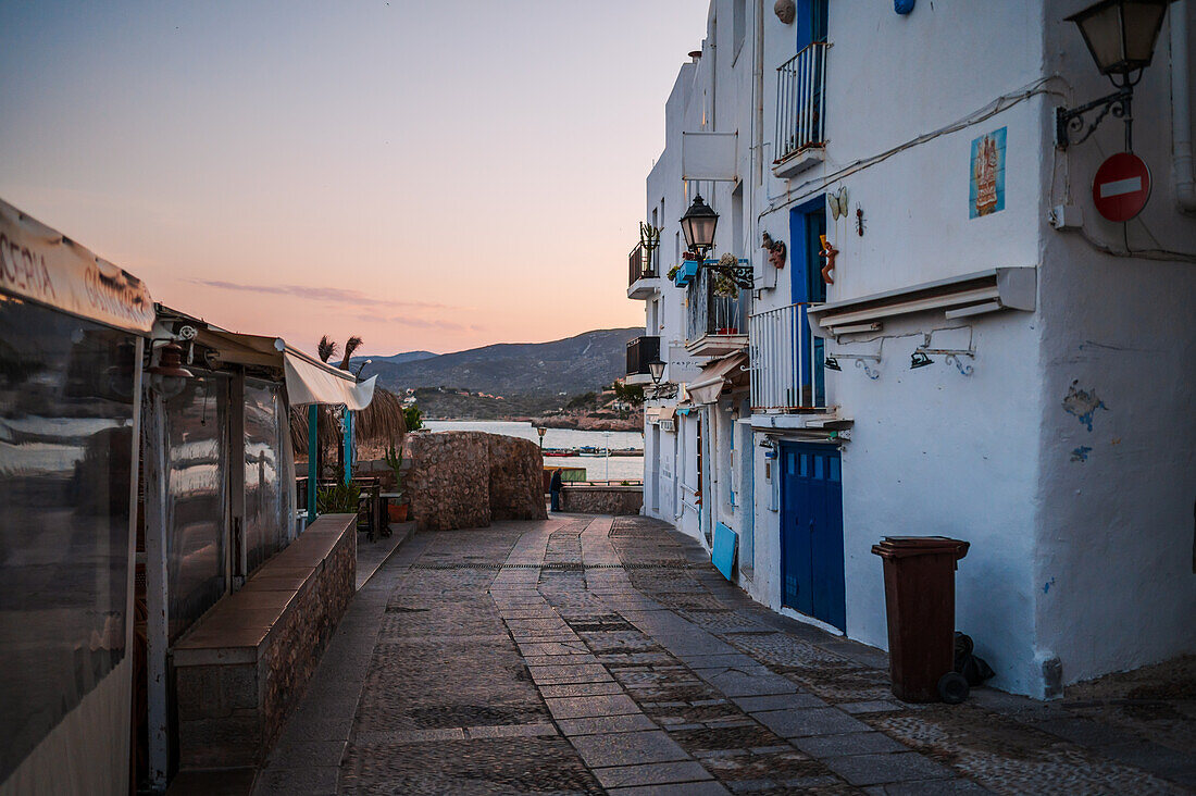 Old town of Peñiscola at sunset, Castellon, Valencian Community, Spain