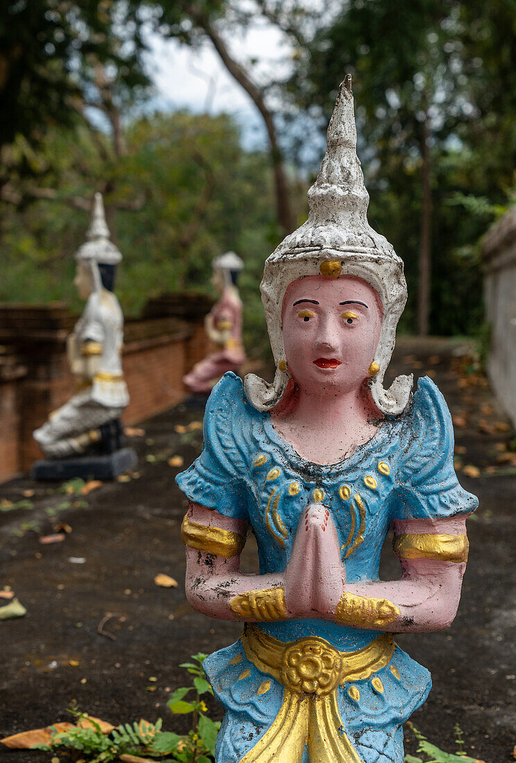 Statues, Wat Pa Daeng Buddhist temple in the forest above Chiang Mai, Thailand, Southeast Asia, Asia