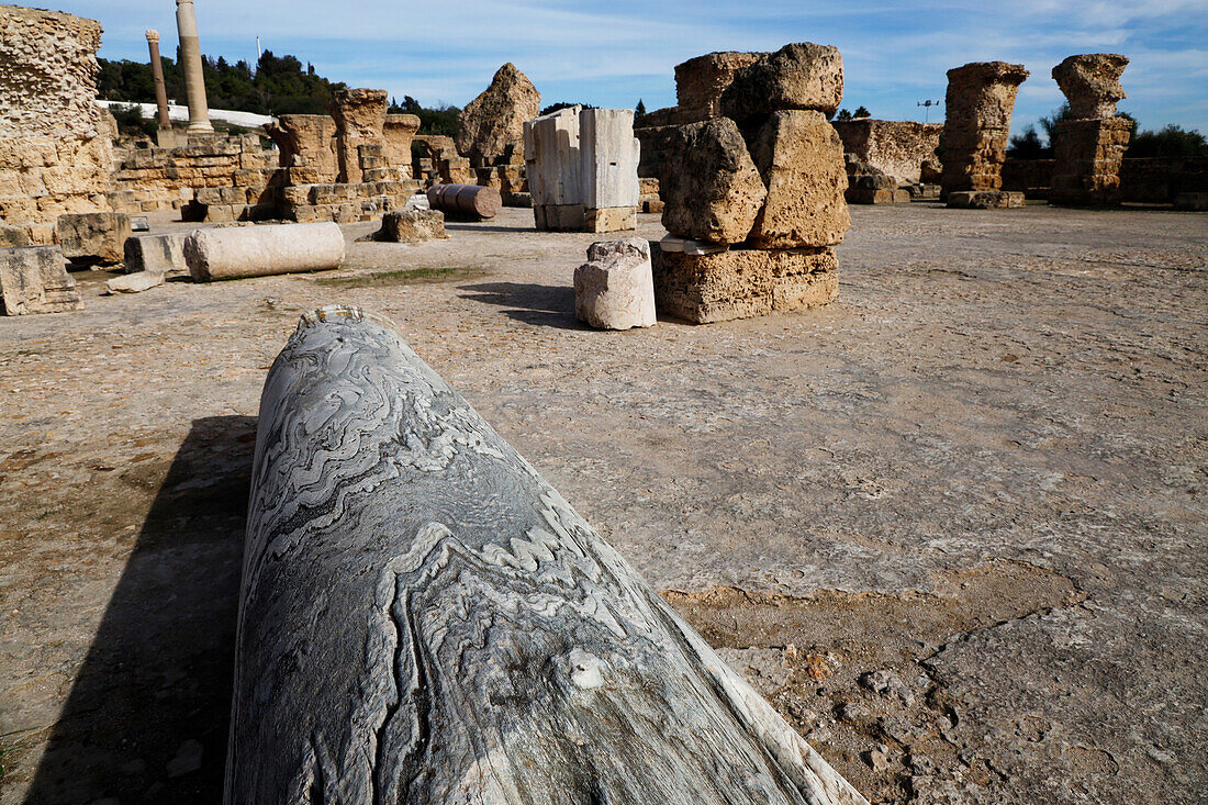 The ruins of the ancient city of Carthage, founded by the Phoenicians in the 9th cntury BC, reaching its height in the 4th century BC, centre of the Carthaginian Empire, UNESCO World Heritage Site, Tunisia, North Africa, Africa