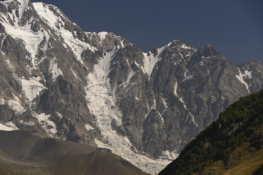 Shakara mountain and Glacier, Svaneti, Georgia, Central Asia, Asia