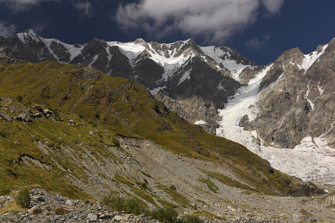 Shakara mountain and Glacier, Svaneti, Georgia, Central Asia, Asia