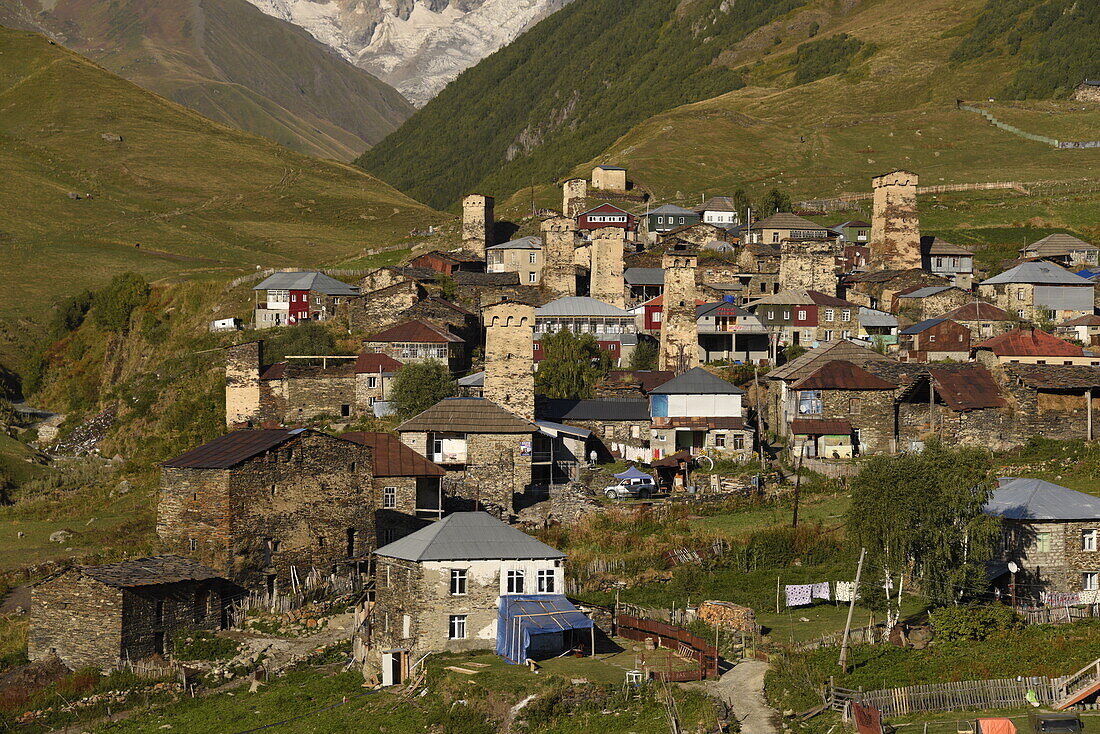 Dorf Ushguli, UNESCO-Weltkulturerbe, Swanetien, Kaukasus, Georgien, Zentralasien, Asien