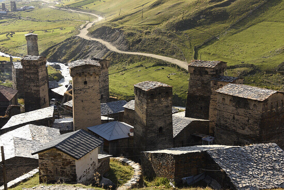 Dorf Ushguli, UNESCO-Weltkulturerbe, Swanetien, Kaukasus, Georgien, Zentralasien, Asien