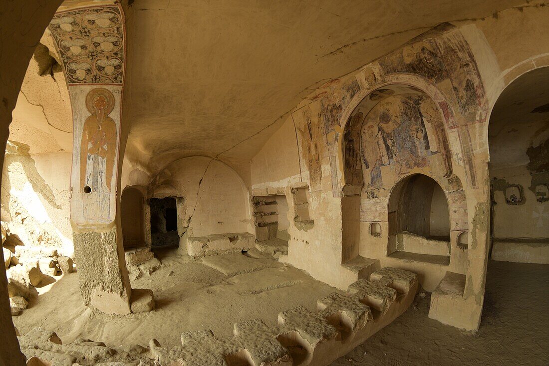 David Gareja, a rock-hewn Georgian Orthodox monastery complex located in the Kakheti region, Georgia, Central Asia, Asia