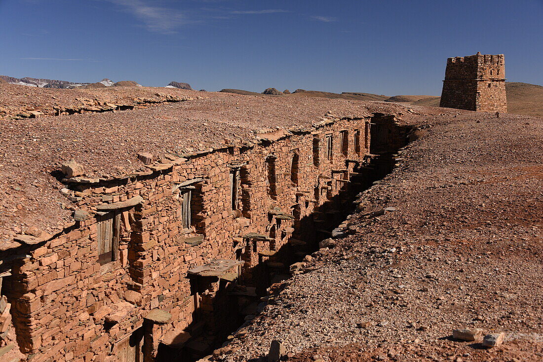 Berber granary, Agadir Tashelhit, in the form of a fortress, Anti-Atlas mountains, Morocco, North Africa, Africa