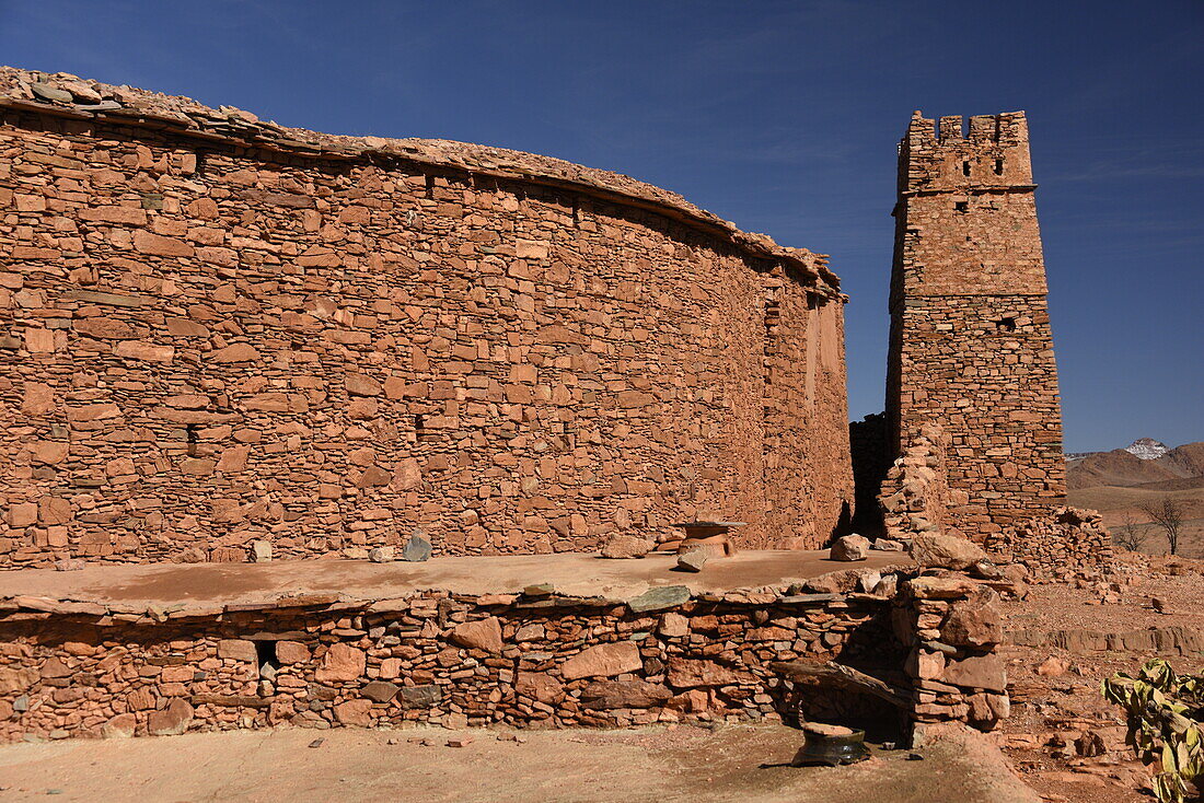 Getreidespeicher der Berber, Agadir Tashelhit, in Form einer Festung, Anti-Atlas-Gebirge, Marokko, Nordafrika, Afrika