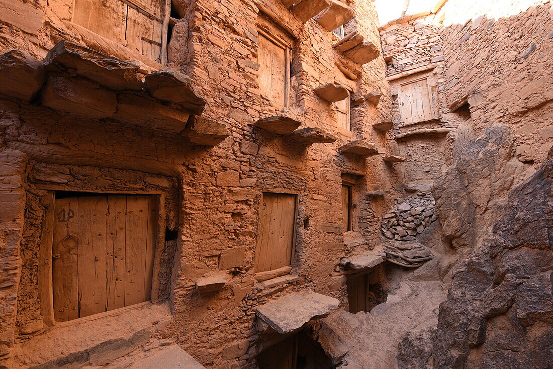 Agadir Tasguent, fortified collective granary located above the Moroccan village of Amzrou, Anti-Atlas, Morocco, North Africa, Africa