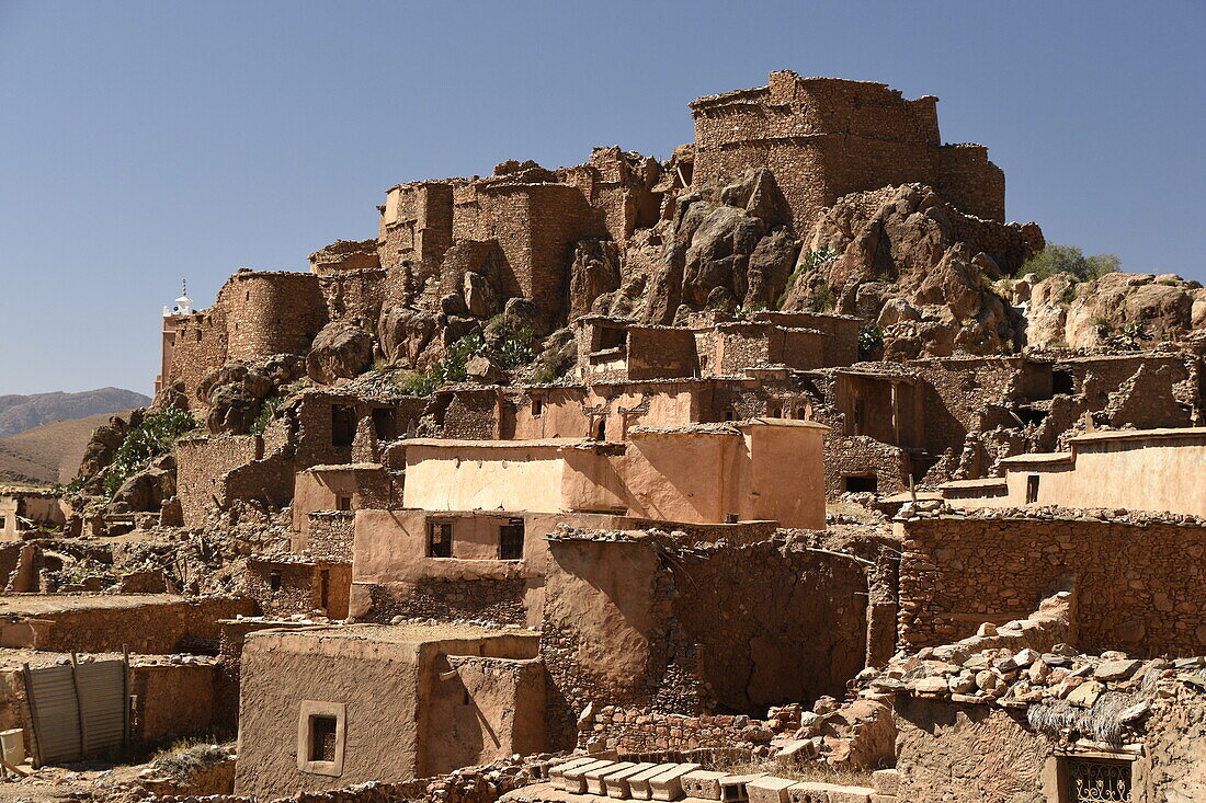 Das verlassene Dorf Amassine, Anti-Atlas, Marokko, Nordafrika, Afrika