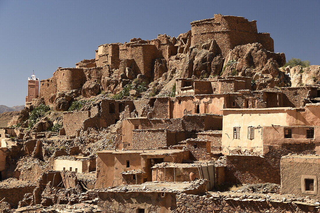 Das verlassene Dorf Amassine, Anti-Atlas, Marokko, Nordafrika, Afrika