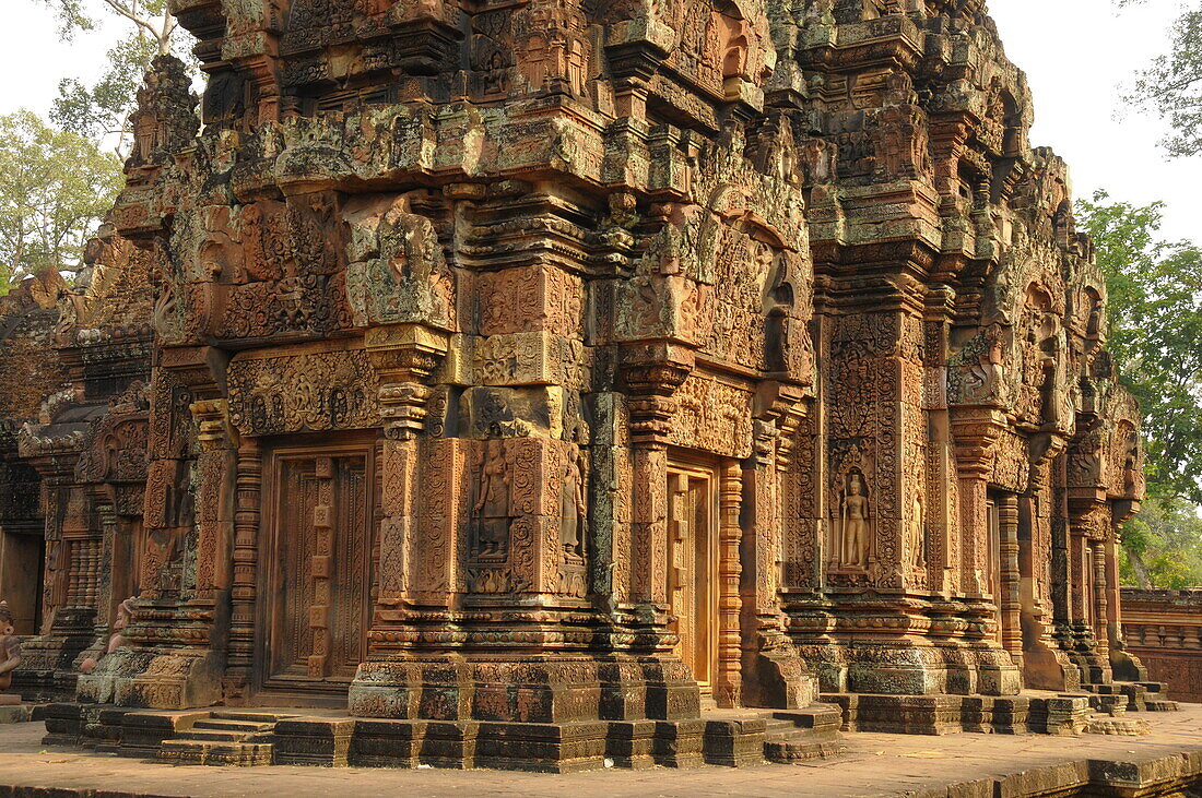 Banteay Srei Inneres Heiligtum, Hindu-Tempel, Lord Shiva geweiht, Angkor, UNESCO-Weltkulturerbe, Siem Reap, Kambodscha, Indochina, Südostasien, Asien