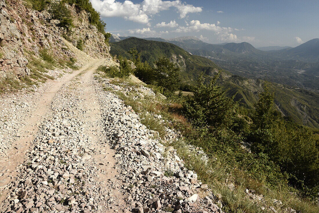 A path through the mountains in National Park Prokletije, Albania, Europe