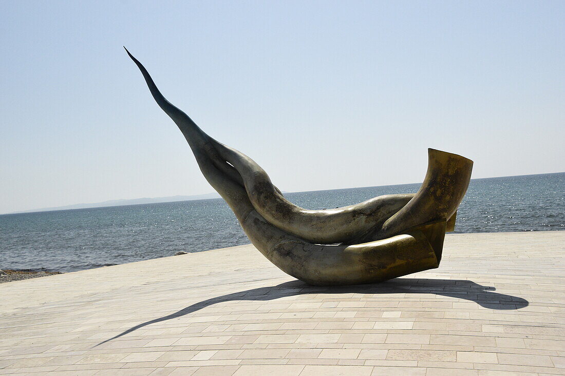 Modernistic sculpture, Durres, Albania, Europe