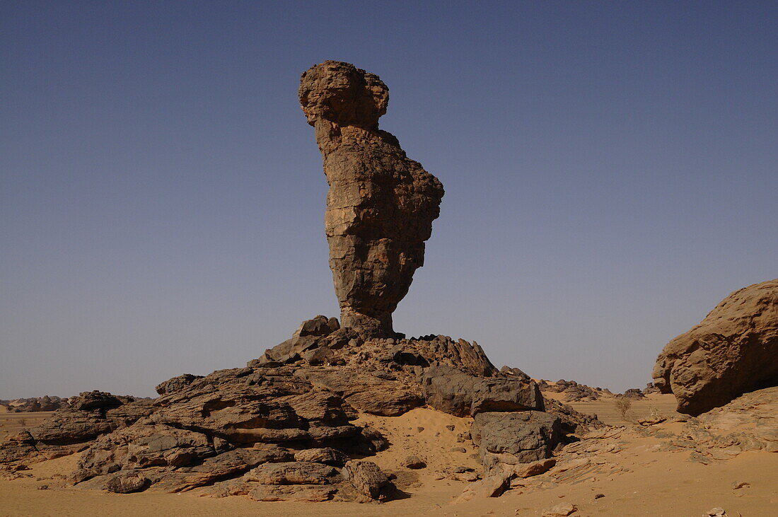 Finger of Allah rock formation in Akakus Mountains, Libya, North Africa, Africa