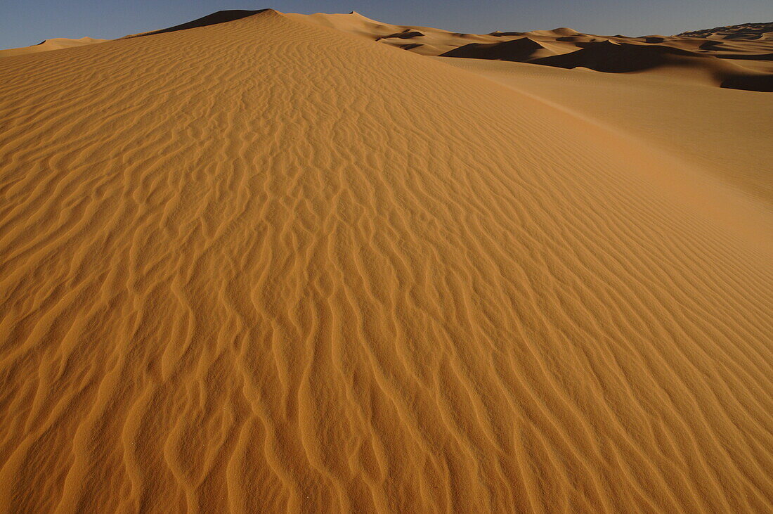 Picturesque orange Dunes of Ubari, Sahara Desert, Libya, North Africa, Africa