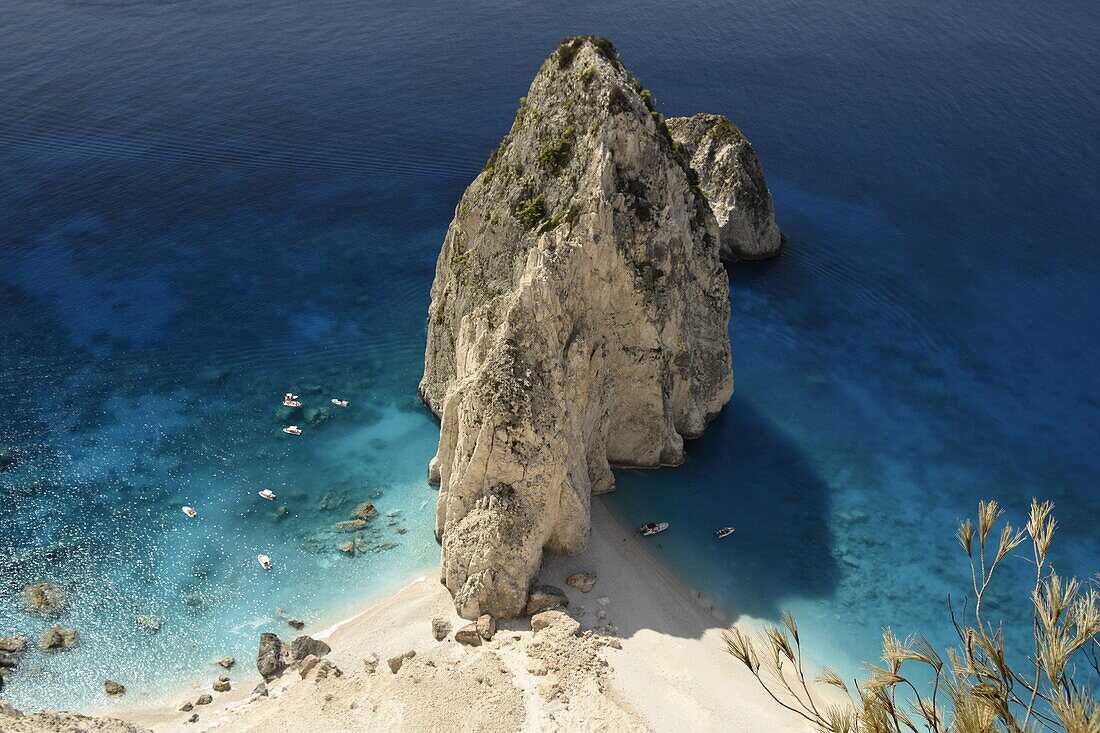 Elevated view on Myzithres Beach, Zakhyntos, Greek Islands, Greece, Europe