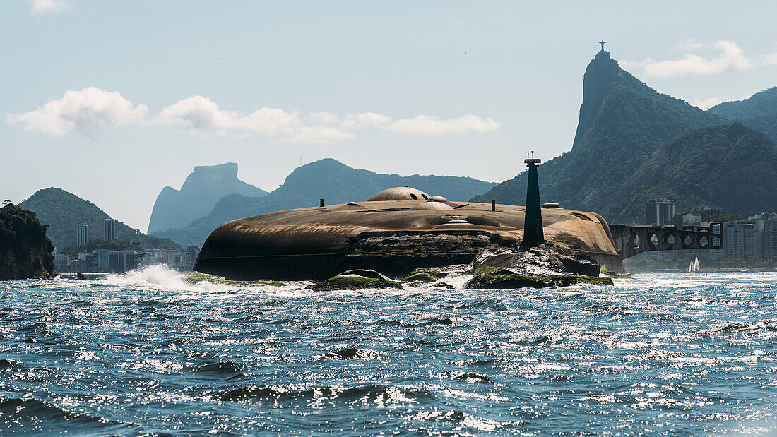 A Brazilian navy fort overlooking the iconic UNESCO World Heritate natural landscape of Rio de Janeiro, Brazil, South America