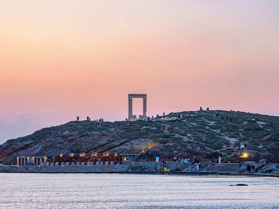 Temple of Apollo at dusk, Chora, Naxos City, Naxos Island, Cyclades, Greek Islands, Greece, Europe