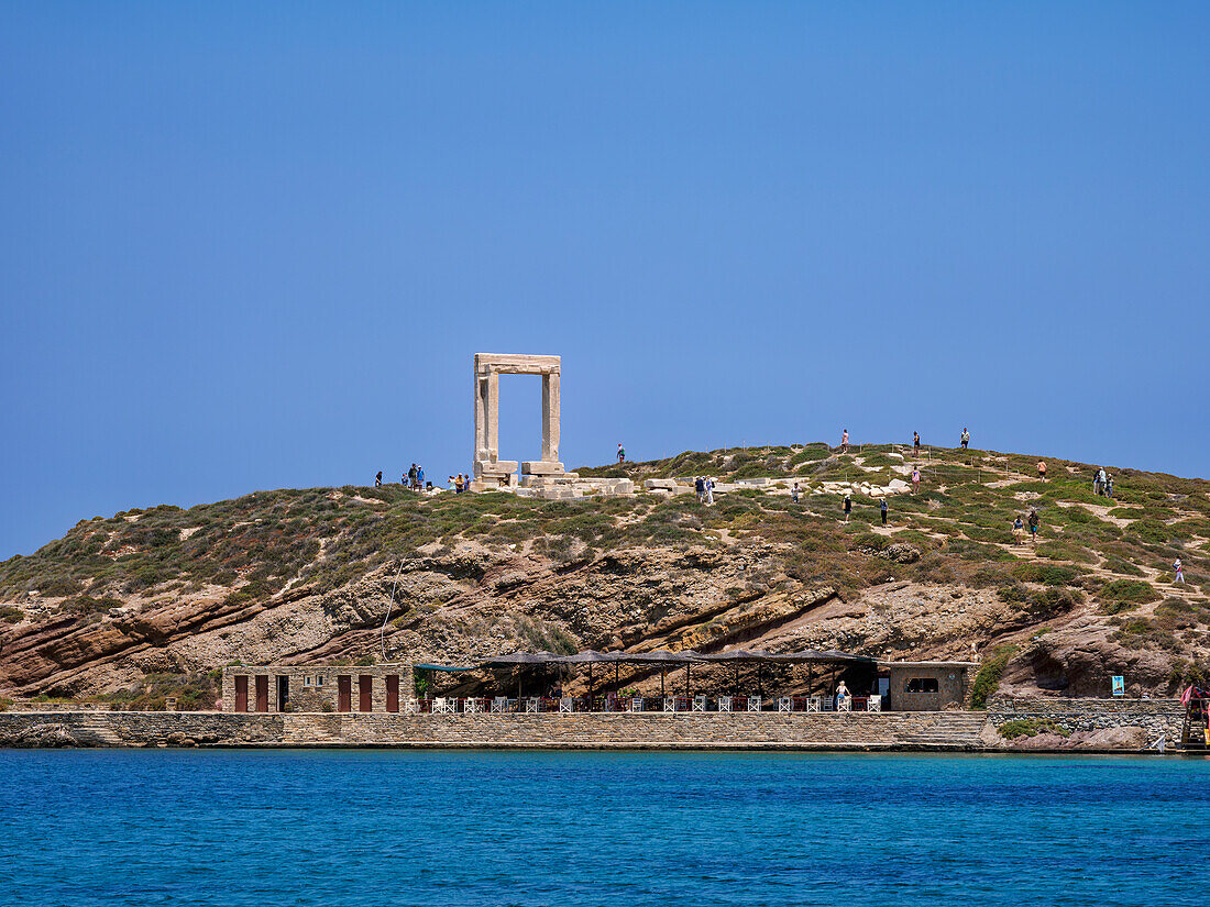 View towards the Temple of Apollo, Chora, Naxos City, Naxos Island, Cyclades, Greek Islands, Greece, Europe