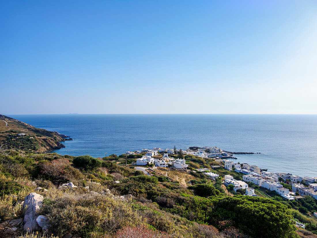 Apollonas Village, elevated view, Naxos Island, Cyclades, Greek Islands, Greece, Europe