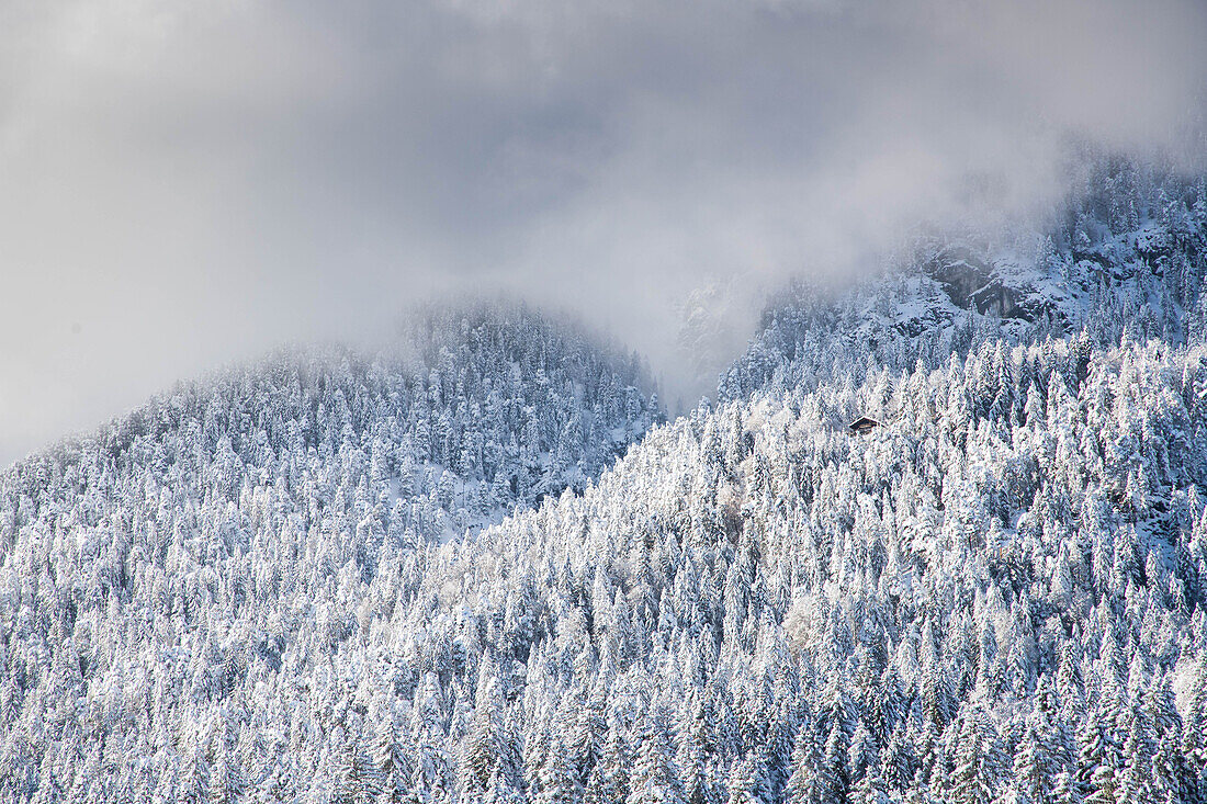 Wintertime with big snow in the Bavarian Alps, Garmish-Partenkirchen, Germany, Europe