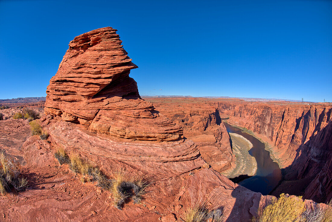 Sandstein-Hoodoo-Formation nördlich des Horseshoe Bend Overlook entlang des Colorado Rivers in Page, Arizona, Vereinigte Staaten von Amerika, Nordamerika