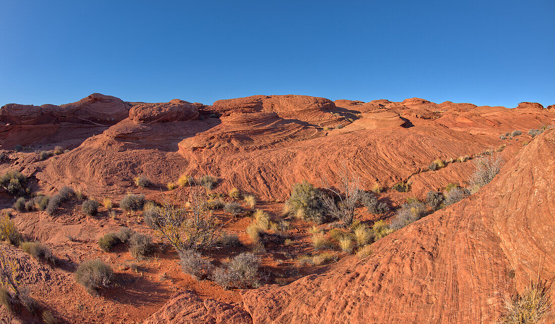 Rippling Sandstone Badlands in der Nähe des Spur Canyon am Horseshoe Bend, Arizona, Vereinigte Staaten von Amerika, Nordamerika