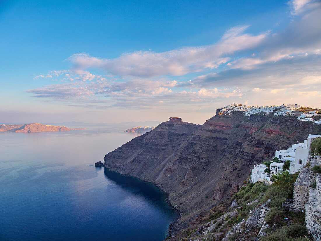 View towards Imerovigli, Santorini (Thira) Island, Cyclades, Greek Islands, Greece, Europe